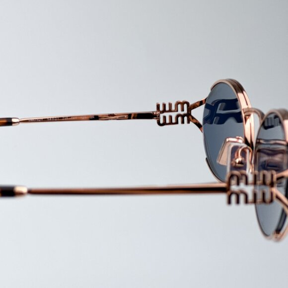 Miu Miu MU52YS ZVF1V1 BRAND NEW Sunglasses Pink Gold Dark Blue Oval Unisex main image 9